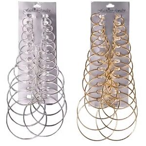 Elegant Silver and Gold Hoop Earrings Set